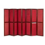 LATE VICTORIAN MAHOGANY FRAME EIGHT PANEL SCREEN LATE 19TH CENTURY