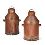 PAIR OF LARGE COPPER HOT WATER URNS 19TH CENTURY