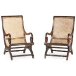 PAIR OF ANGLO-INDIAN CALAMANDER ARMCHAIRS 19TH/ EARLY 20TH CENTURY