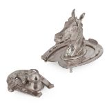 A collection of two inkwells - Equestrian interest