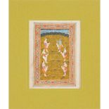 KASHMIRI ALBUM PAGE DEPICTING KRISHNA PLAYING WITH WRESTLERS INDIA, 19TH CENTURY
