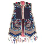 WOMAN'S EMBROIDERED SILK VEST, XIAPEI LATE QING DYNASTY TO REPUBLIC PERIOD, 19TH-20TH CENTURY