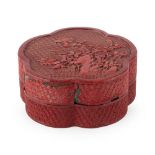 CARVED CINNABAR LACQUER LOBED BOX AND COVER QING DYNASTY, 18TH-19TH CENTURY