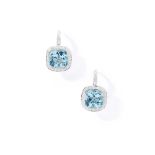 Boodles: A pair of blue topaz and diamond earrings