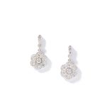 A pair of diamond pendent earrings