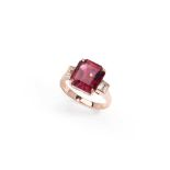 A tourmaline and diamond ring