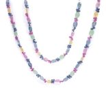A coloured sapphire and beryl bead necklace