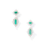 Fei Liu: A pair of gem-set pendent earrings