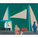 § DAVID MICHIE O.B.E., R.S.A., R.G.I., F.R.S.A (SCOTTISH 1928-2015) PINK SAILS AND A DOG HONFLEUR