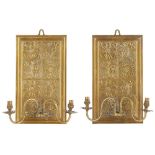 ENGLISH, MANNER OF BRUCE TALBERT PAIR OF AESTHETIC MOVEMENT CANDLE SCONCES, CIRCA 1880