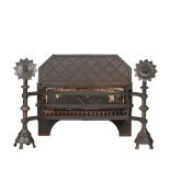ENGLISH, MANNER OF WILLIAM BURGES GOTHIC REVIVAL FIRE GRATE, CIRCA 1860