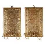 ENGLISH, MANNER OF BRUCE TALBERT PAIR OF AESTHETIC MOVEMENT CANDLE SCONCES, CIRCA 1880