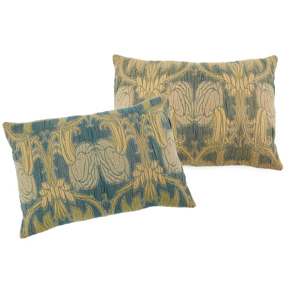 SILVER STUDIO (ATTRIBUTED TO) PAIR OF ARTS & CRAFTS CUSHIONS, THE MATERIAL CIRCA 1900