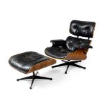 Y Charles & Ray Eames (American 1907-1978 & 1912-1988) Lounge Chair & Ottoman, designed 1956