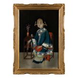 REVERSE GLASS MIRROR PAINTING OF A LADY LATE QING DYNASTY TO REPUBLIC PERIOD, 19TH-20TH CENTURY