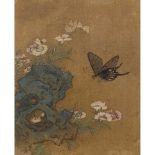 INK PAINTING OF BUTTERFLIES AND CARNATIONS MING DYNASTY