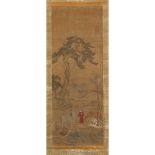 INK SCROLL 'GROOM WITH HORSES' PAINTING ATTRIBUTED TO ZHAO MENGFU (1254-1322)