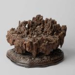 LARGE CHENXIANGMU 'LANDSCAPE' SCULPTURE WITH ZITAN BASE QING DYNASTY, 18TH CENTURY