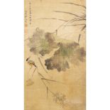 INK PAINTING OF BIRD AND LOTUS POND ATTRIBUTED TO GUO DADE, 19TH-20TH CENTURY