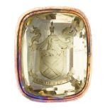 A SCOTTISH CLAN KIRKPATRICK DESK SEAL A 19TH-CENTURY CITRINE AND GILT MOUNTED SEAL