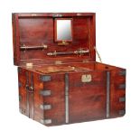 TEAK AND STEEL BANDED NAVAL OFFICER'S CHEST 19TH CENTURY