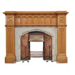 LARGE GOTHIC REVIVAL OAK AND WHITE MARBLE FIRE SURROUND CIRCA 1830