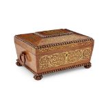Y WILLIAM IV BRASS INLAID ROSEWOOD WORK BOX EARLY 19TH CENTURY
