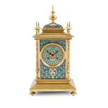 FRENCH BRASS AND CHAMPLEVÉ ENAMEL MANTEL CLOCK 19TH CENTURY