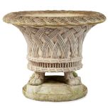 LARGE COMPOSITION STONE GARDEN URN MODERN