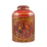 PAINTED AND PARCEL GILT TOLE TEA CANISTER 19TH CENTURY
