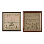 Y TWO LATE GEORGIAN/REGENCY NEEDLEWORK SAMPLERS EARLY 19TH CENTURY