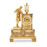 FRENCH EMPIRE GILT BRONZE AND BRASS FIGURAL MANTEL CLOCK EARLY 19TH CENTURY