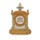 FRENCH SÈVRES STYLE PORCELAIN AND GILT BRONZE MANTEL CLOCK 19TH CENTURY