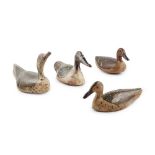 FOUR PAINTED WOOD DUCK DECOYS 20TH CENTURY