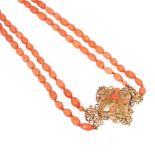 Y A coral necklace