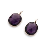 A pair of amethyst pendent earrings