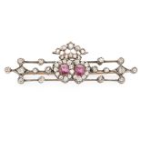 A late 19th century ruby and diamond brooch