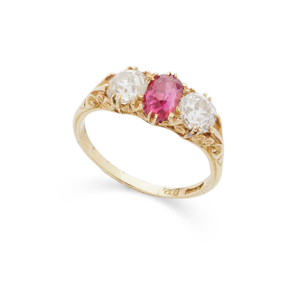 A ruby and diamond ring