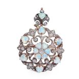 An opal and diamond pendant/brooch