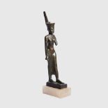 ANCIENT EGYPTIAN BRONZE STATUE OF THE GODDESS NEITH EGYPT, LATE PERIOD, C. 664 – 525 B.C.