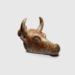 PERSIAN TERRACOTTA BULL RHYTON WESTERN ASIA, 1ST MILLENNIUM B.C.