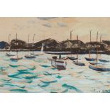 § PAUL LUCIEN MAZE (FRENCH 1887-1979) RACING DINGHYS RIDING ON THEIR MOORINGS