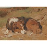 WILLIAM WALLS R.S.A., R.S.W. (SCOTTISH 1860-1942) SLEEPING COLLIE, OPSIDALE, SEPT 1909