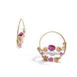 A pair of gem-set hoop earrings