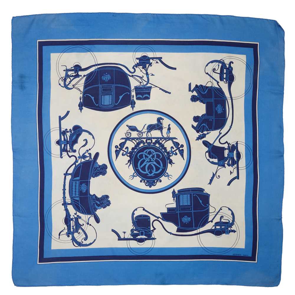 Hermès: A blue 'Carriages' scarf