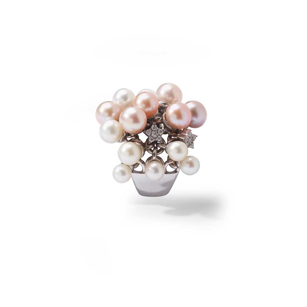 A cultured pearl and diamond dress ring - Image 3 of 4