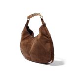 Yves Saint Laurent: A brown suede Mombasa horn handle bag
