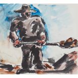 § JOSEF HERMAN O.B.E., R.A. (POLISH/BRITISH 1911-2000) MAN WITH SHOVEL