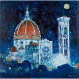 § ANN ORAM R.S.W. (BRITISH 1956-) FLORENCE CATHEDRAL AGAINST NIGHT SKY