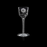 A RARE ENAMELLED JACOBITE WINE GLASS 18TH CENTURY